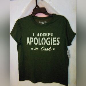 Wound Up Dark Green Tee with Statement Print